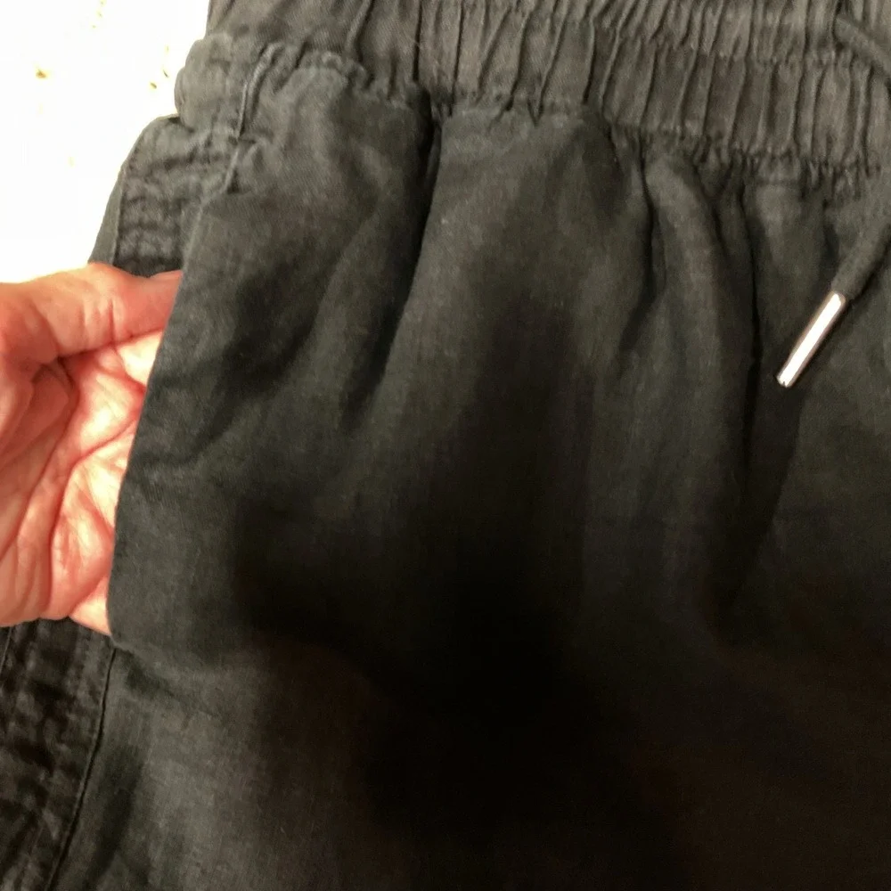 Quince‎ Women's 100% European Linen Wide Leg Relaxed Fit Pants Black Size Small